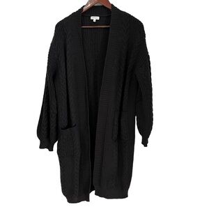 - Black Cable Knit Cardigan Sweater